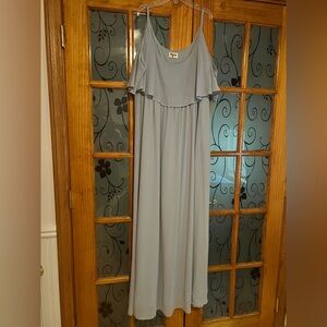 Show Me Your Mumu Caitlin Ruffle Cold Shoulder Bridesmaid Dress-Steel Blue 2X